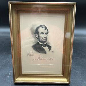 Vintage Abraham Lincoln art, those who deny freedom deserve it not, patriotic